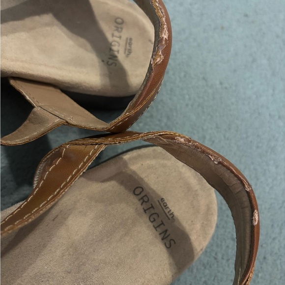 Cottagecore Earth Origins Women's Tan Memory Fit Leather Sandals - Picture 3 of 9